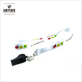 Full Color Cartoon Logo Heat Transfer Printed Lanyard with Whistle